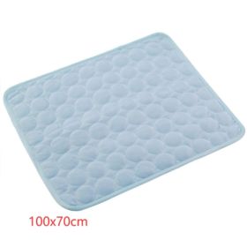 Pet Dog Cat Ice Silk Cold Nest Pad For Cooling In Summer (Option: Light blue-102x70cm)
