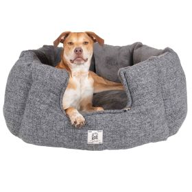 DGS Pet Products Chill Kuzzi FIR Round Bed Small Grey 23" x 23" x 12" (Color: Grey, size: large)