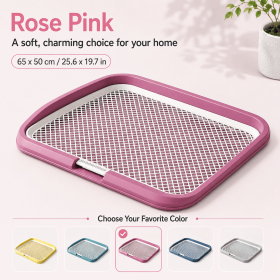 Dog Potty Tray with Removable Grating, Leak-Proof Indoor Dog Toilet for Puppy Training, Washable Pee Pad Holder for Apartments & Dogs (Color: pink)
