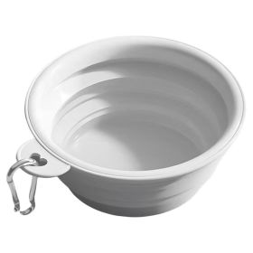 Macaron Color Portable Foldable Travel Bowl for Cats Dogs Lightweight Space-Saving Pet Feeding Drinking Outdoor Use 350ml (Color: Gray)